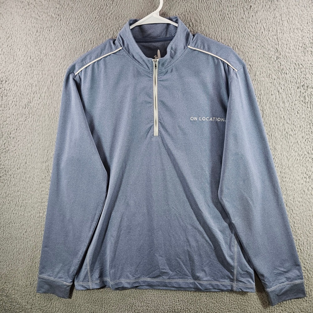 Johnnie-O Mens Blue Quarter Zip‎ Pullover On Location Performance Shirt Size L